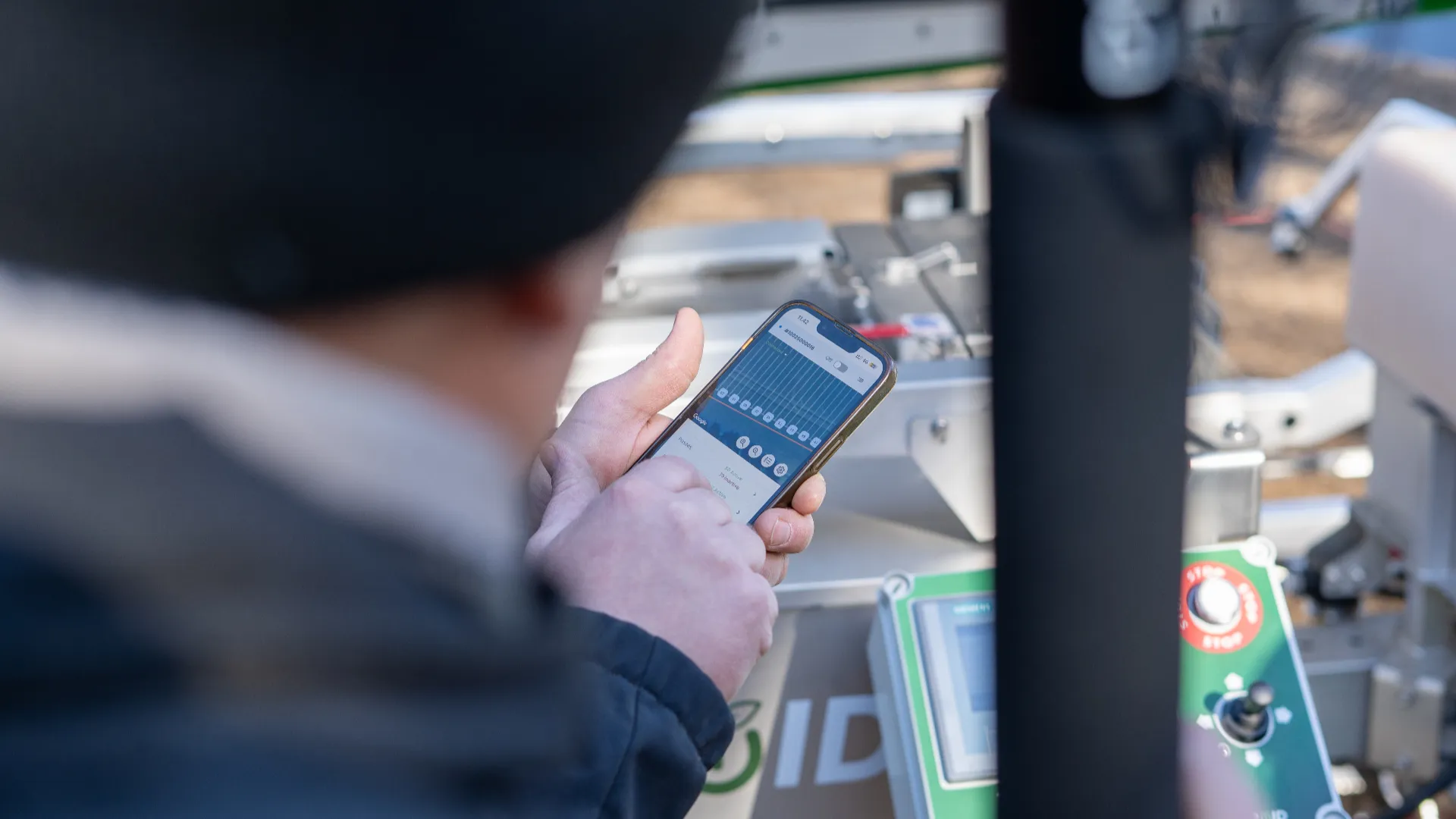 FarmDroid app being used on the field