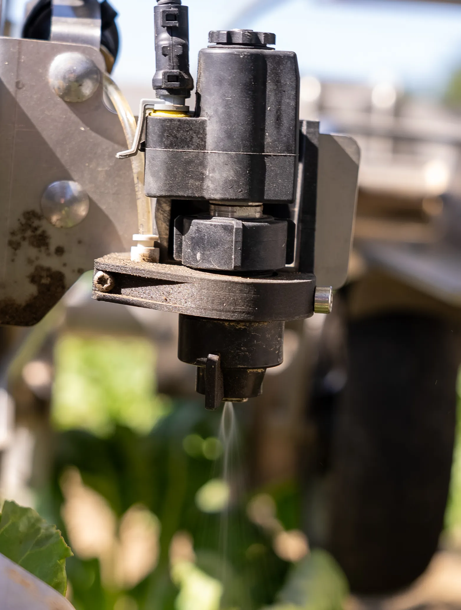 FarmDroid +Spray microspraying system close up in sugar beet