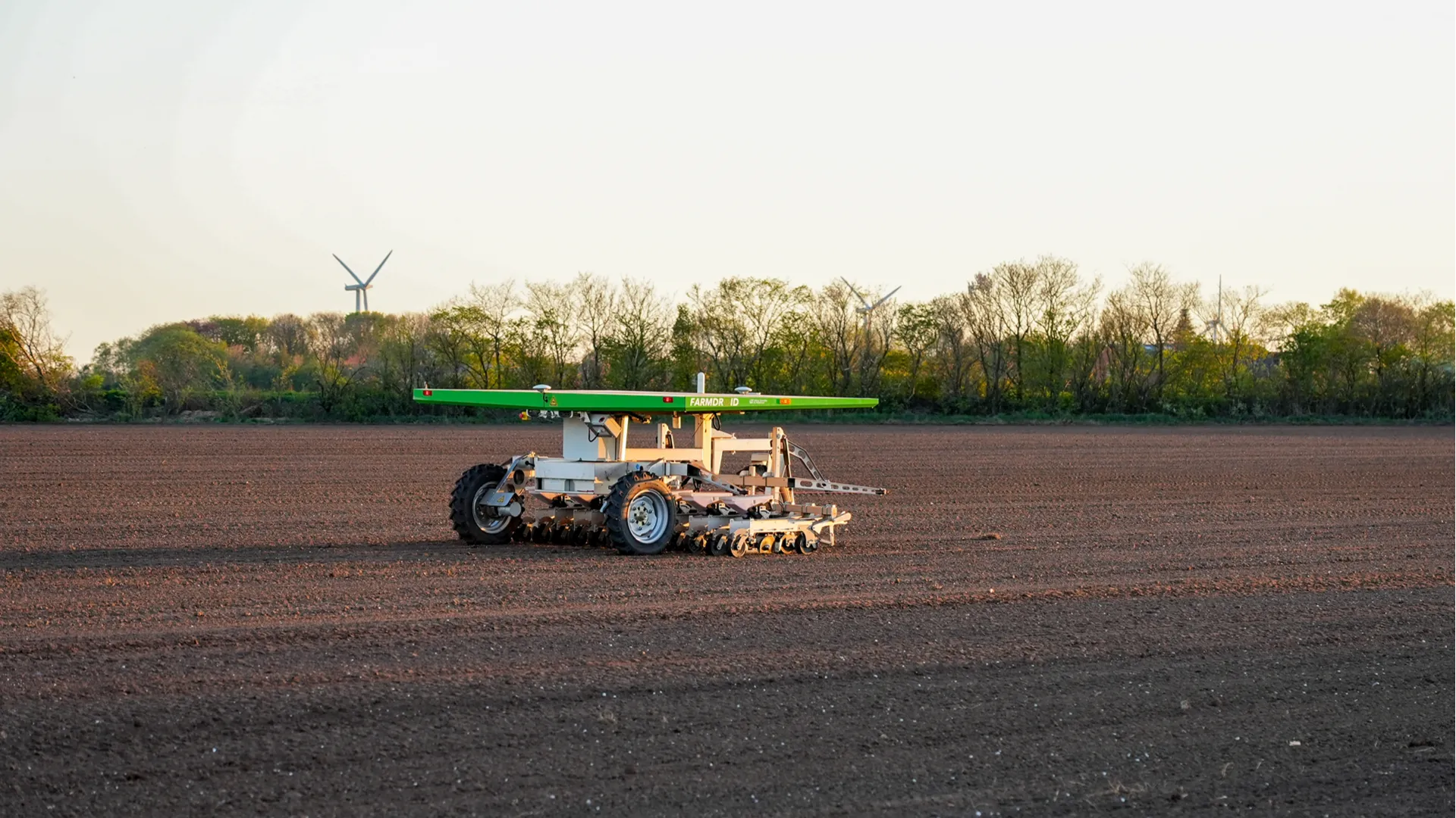 FarmDroid field robot sowing beet seeds in a sugar beet field