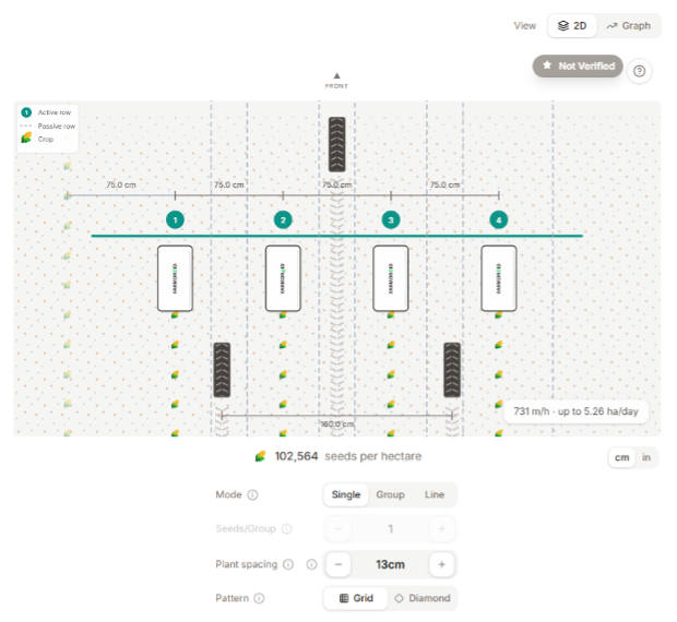 Screenshot from farmdroid configurator maize robot